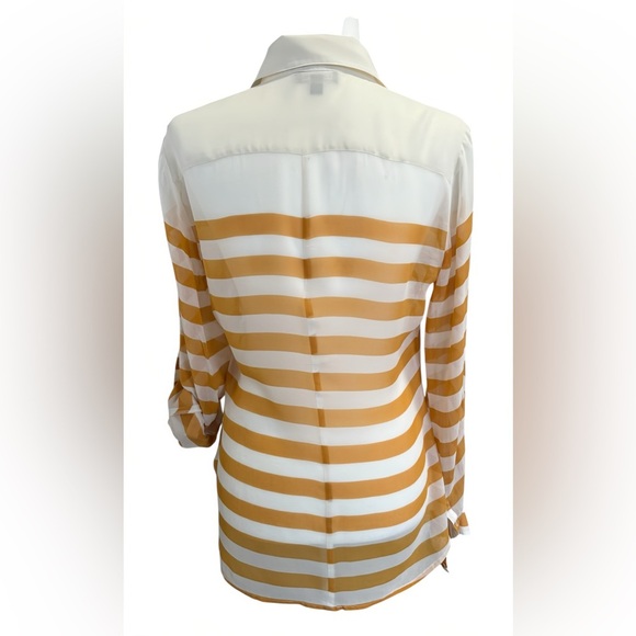 Bebe 100% Mulberry Silk Striped Button Front Blouse Shirt Top Small S - Picture 4 of 9